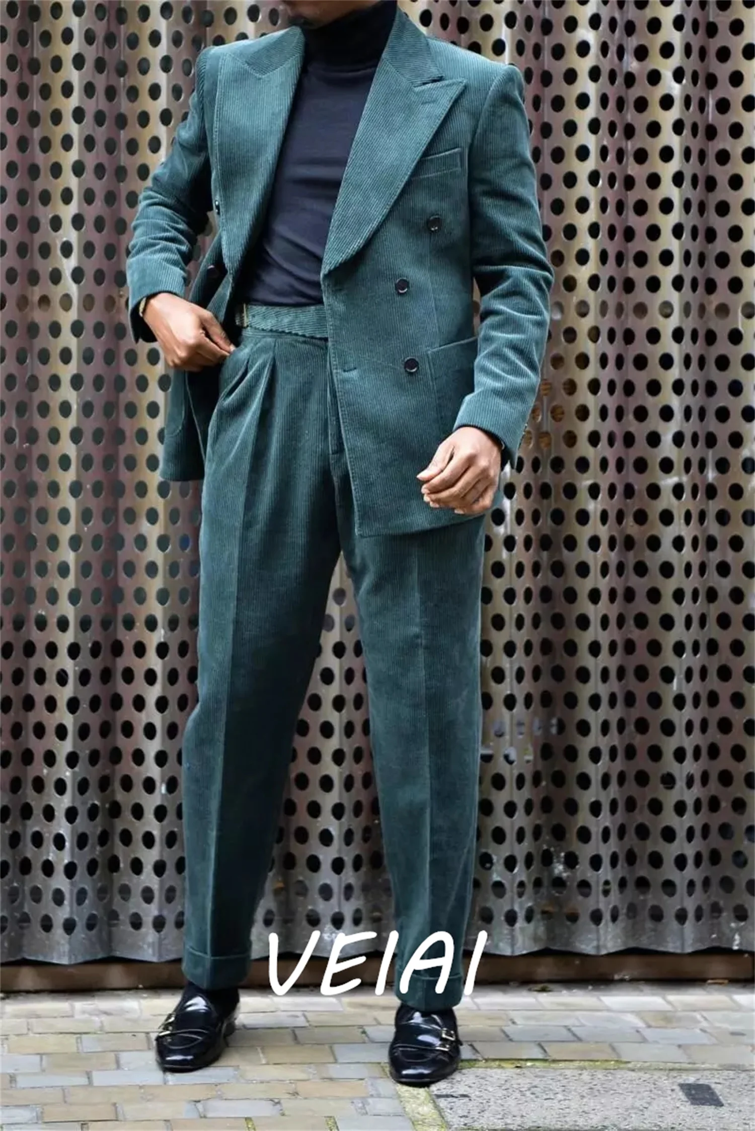 

Костюм мужской вельветовый с лацканами, облегающий блейзер для жениха и выпускного вечера, 2 предмета, пиджак и брюки