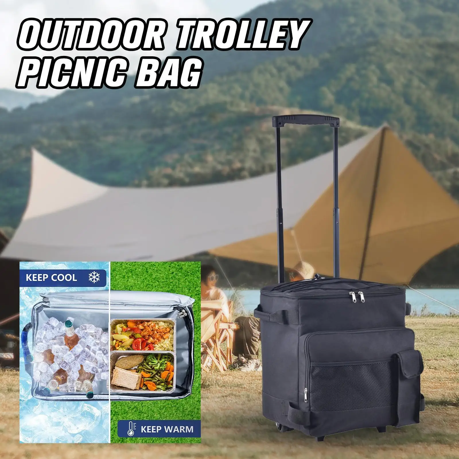 

Camping Cooler With Wheels Insulated Large Food Storage For Outdoor Travel Fishing Picnic Beach Campfires Camping Accessori E6U2