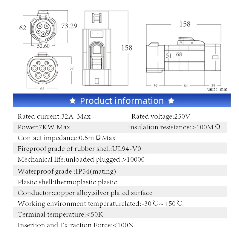 Type 1 (J1772) male to Type 2 Female EV Charger 4