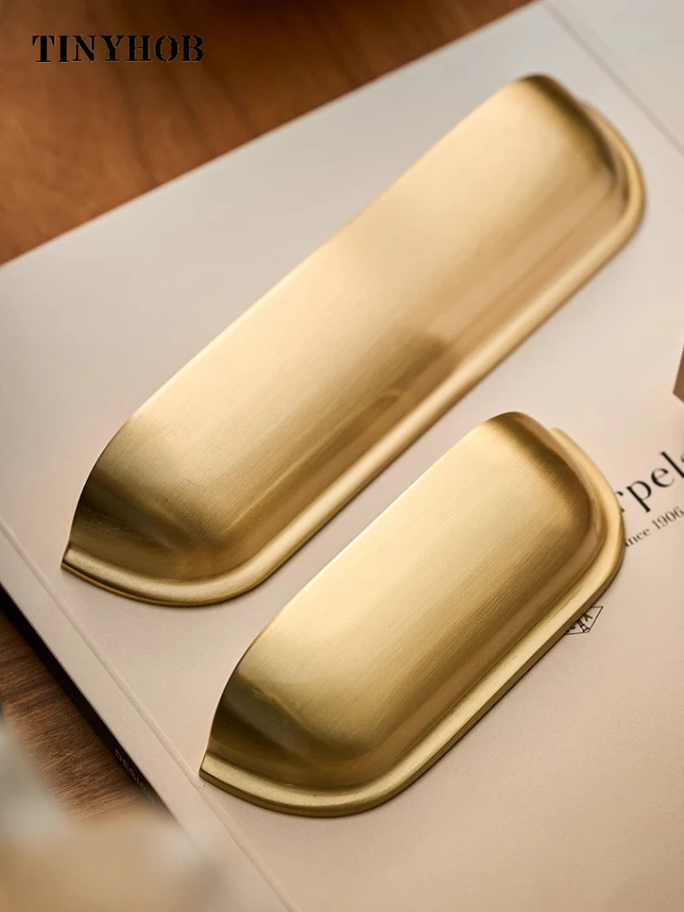 Tinyhob Gold Shell Shape ทองเหลืองห้องครัวลิ้นชักตู้ประตูมือจับเฟอร์นิเจอร์ Knobs ฮาร์ดแวร์ตกแต่ง Handle 1