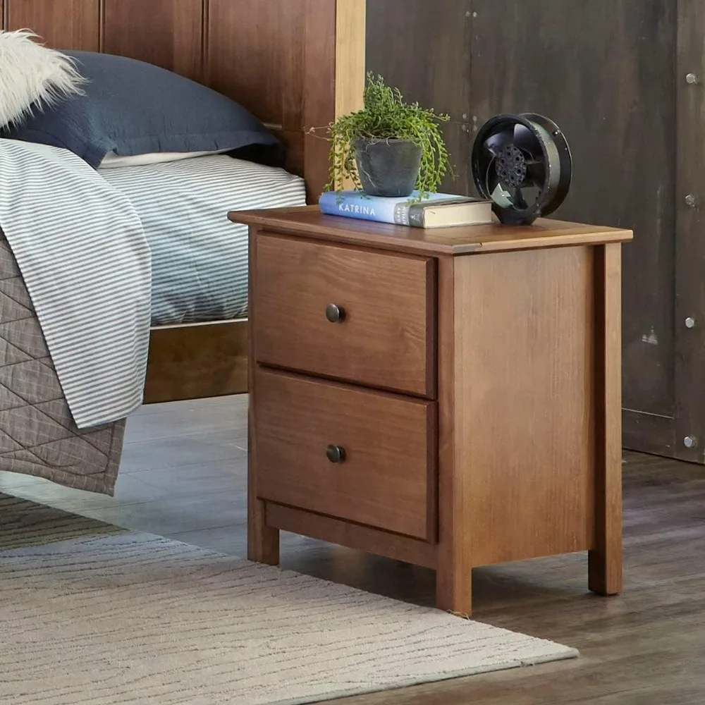 Shaker 2-Drawer Bedside Nightstand, Solid Wood