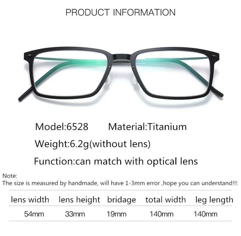 Dänemark Marke quadratische Titan Brille Rahmen Männer schrauben lose ultraleichte optische Brillen Frauen verschreibung pflicht ige Brillen 6528 Gafas – Detail 7