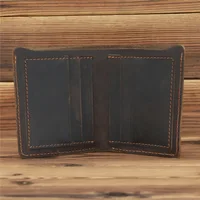 Men's Short Wallet Retro Genuine Leather Cowhide Crazy Horse Thin Cash Money Card Holder Coin Purse Holder For Man Gift 2