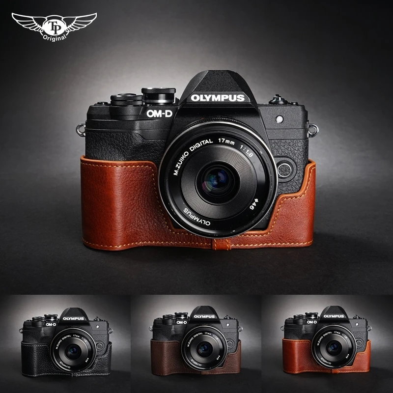 Custodia Protettiva Per Fotocamera Fotografica In Vera Pelle Di Vacchetta Con Manico In Pelle Di Vacchetta Per Olympus Omd Em10 Mark Iv