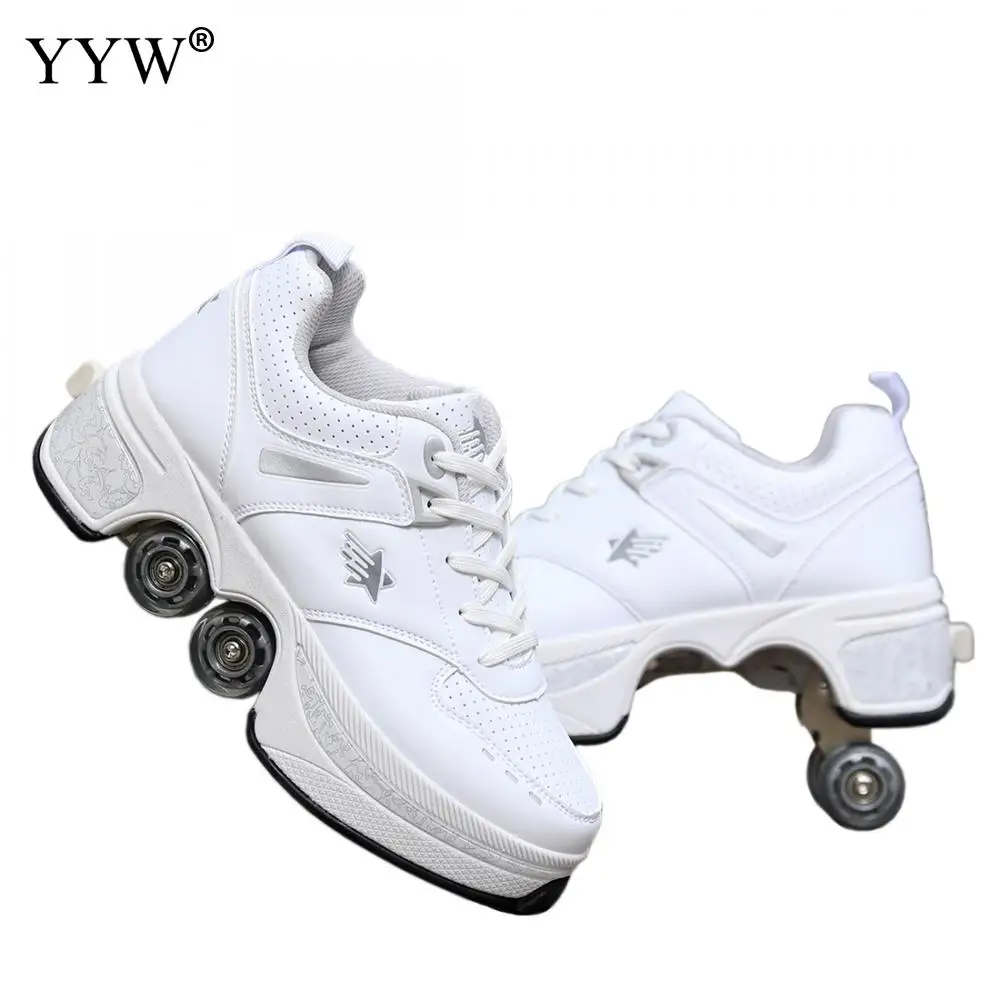 Cuerda Noticias condado Zapatos de Skate de cuero Pu para niños, zapatillas de Parkour de  deformación informales, patines para rondas, zapatos deportivos para correr  para adultos, 4 ruedas _ - AliExpress Mobile