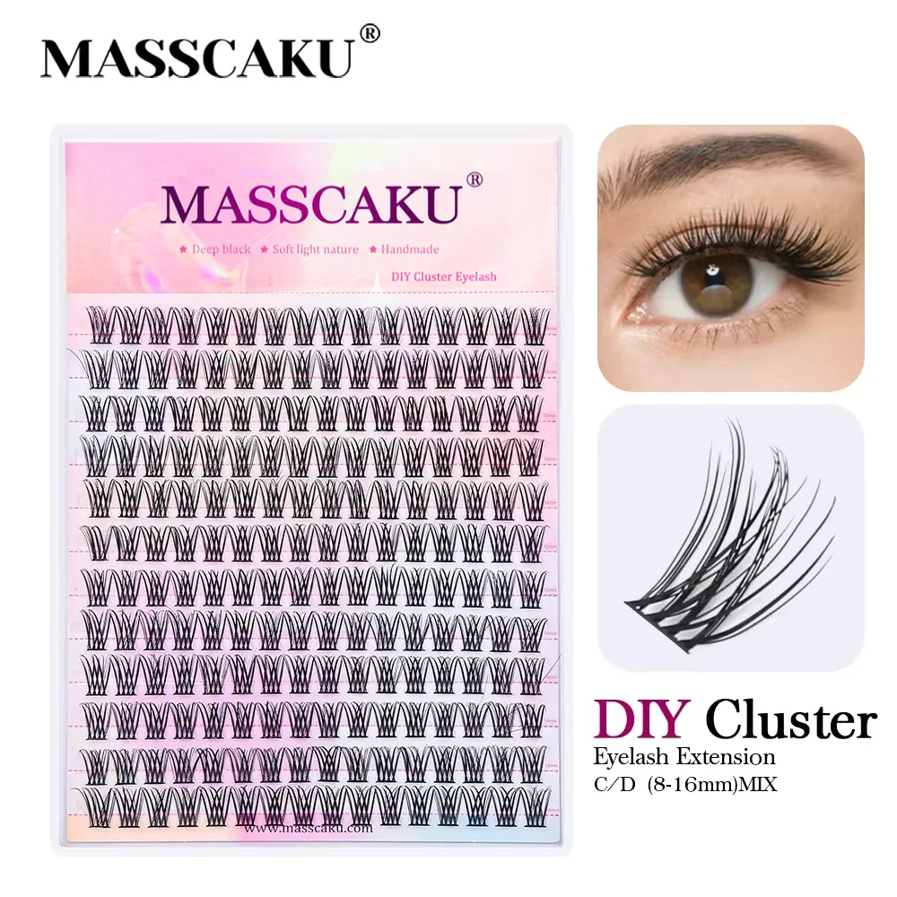 Supergünstige MASSCAKU Segmentierte DIY Handgemachte Make-up Künstliche Wimpern Cosplay Wimpernbürste Bond Maquillaje Make-up Produkte Fächerwimpern