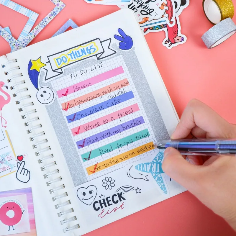 DIY JOURNAL SET Children's Boys and Girls Handmade Notebook Stationery Hand Diary Note Paper Sticker Glitter Tape Gift Box Set