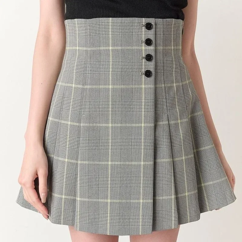 

Japan Style Pleated Slim Waist A-line Skirts Women All-match Sweet Elegant Jupe 2024 Autumn Niche Temperament Femme Skirt