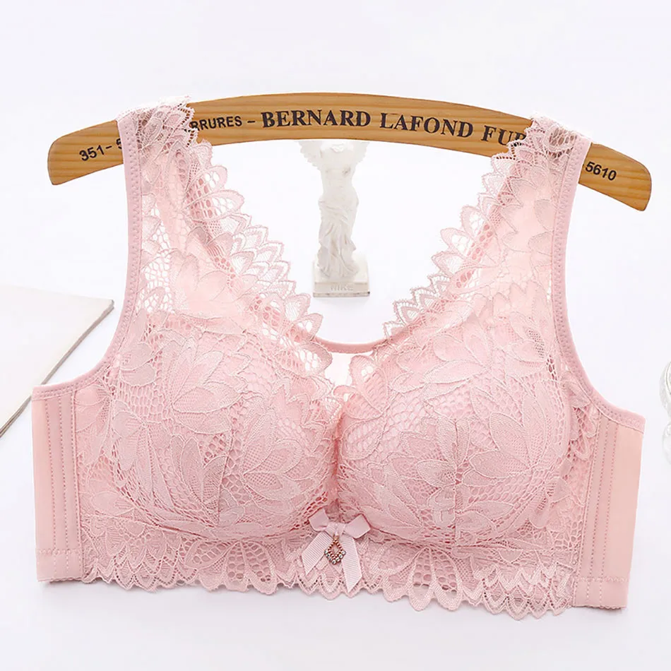 Women Elegant Plus Size Lace Bra No Underwire Comfortable Stylish 3/4 Cup Seamless Bralette Summer Thin Pregnant Maternity Bra 3