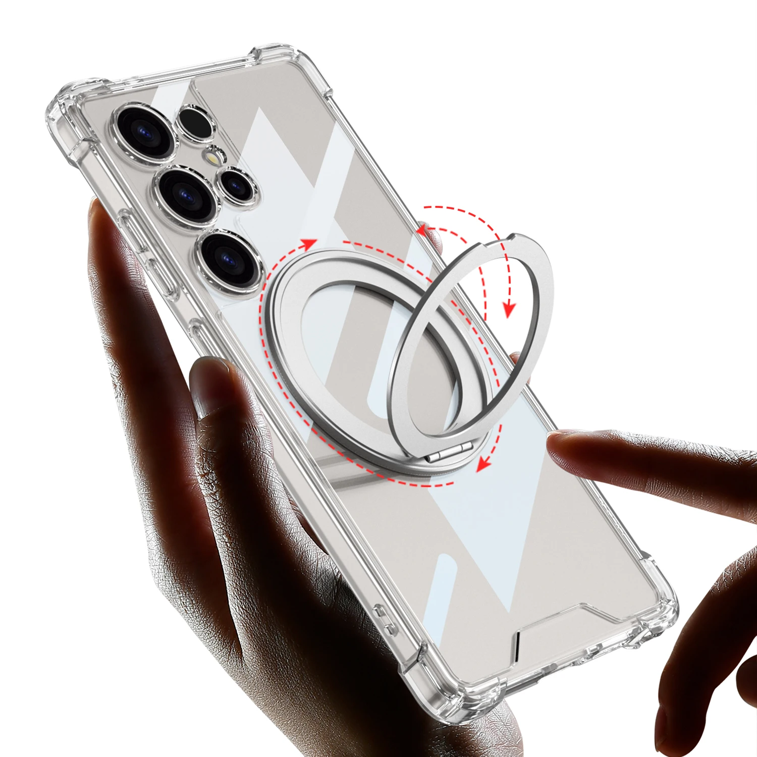 Enhanced Magnetic Clear Acrylic Stand Case with Airbag Anti-Knock Cover