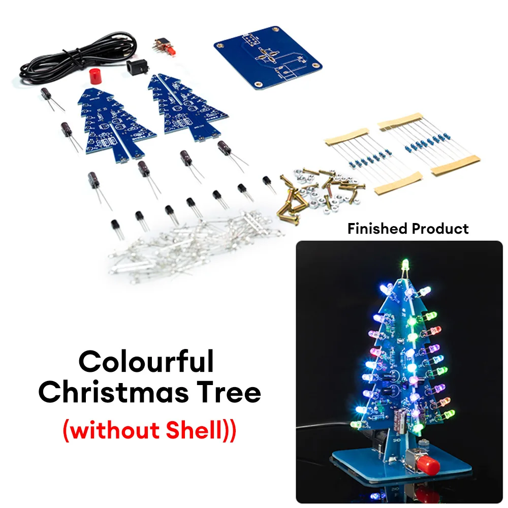 Тривимірна 3D Різдвяна ялинка LED DIY Kit Colorful LED Flash Circuit Kit Electronic Fun Suite