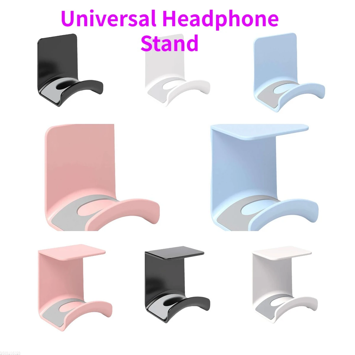 Headphone Stand Universal Adhensive Plastic Wall Mount Under Desk Gaming Earphone Bracket