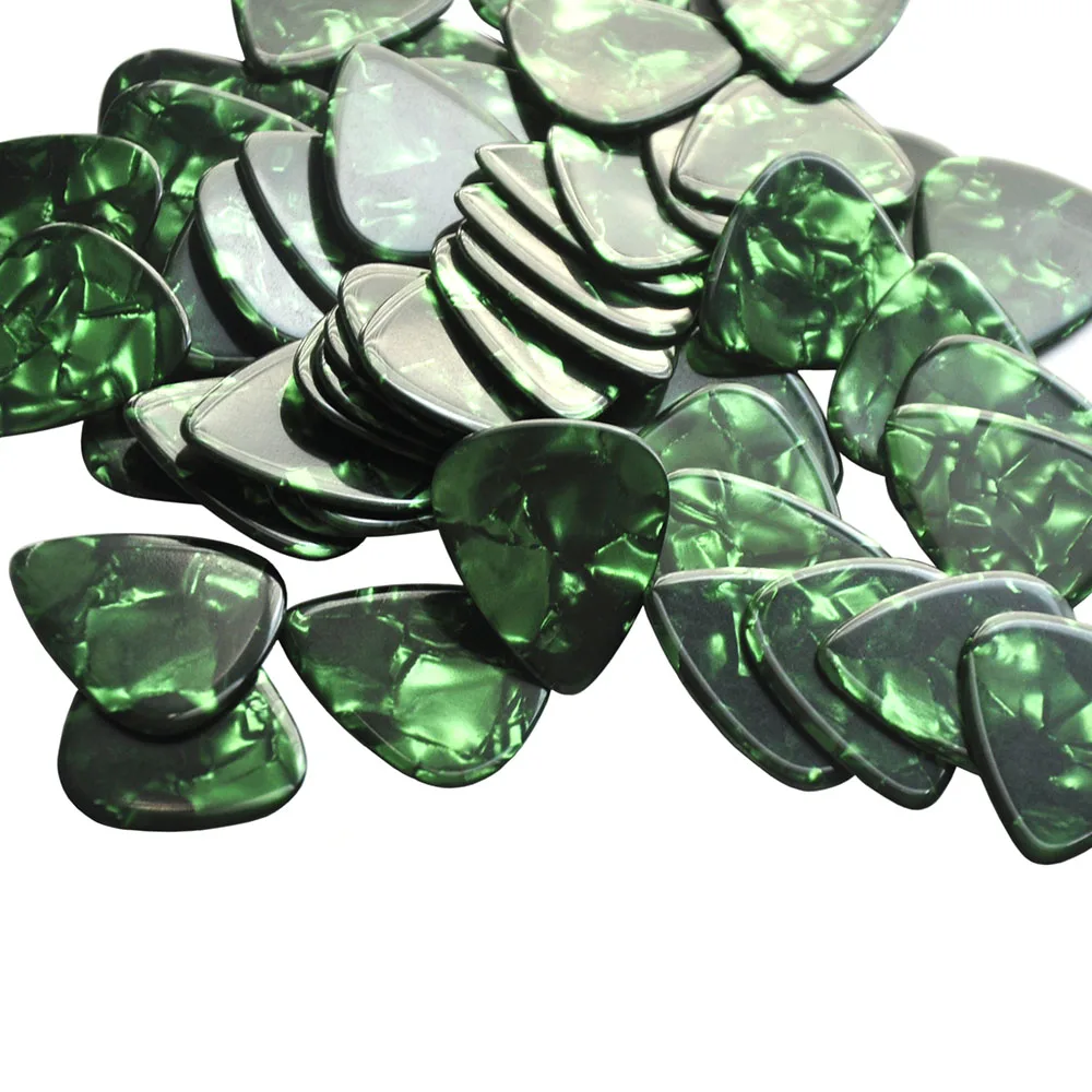 Lots of 100pcs Green Pearl Ultra Heavy 1.5mm Celluloid Guitar Picks Standard Plectra