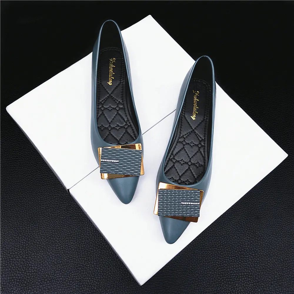 

Туфли женские кожаные с острым носком, Мокасины, плоская подошва, квадратная пряжка, модная офисная обувь, A2870