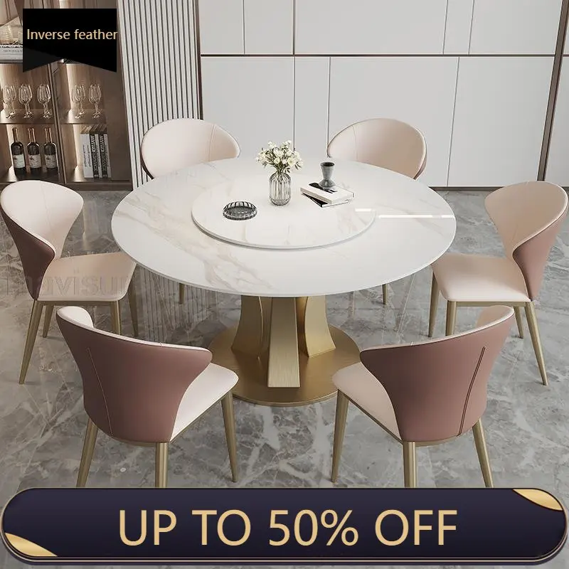 

Яркий круглый обеденный стол, поворотный стол, современный минималистичный итальянский стиль, роскошные обеденные столы, мраморный стол, домашняя мебель