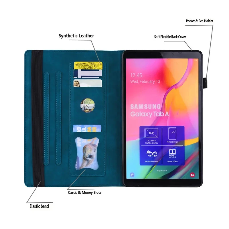 Elegant Business Wallet Flip Book Tablet Case with Durable TPU Shell