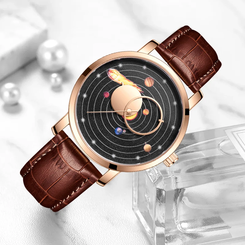 LIGE New Rose Gold Watch Women Watches Ladies Creative Leather Women's Bracelet Watches Female Waterproof Clock Montre Femme+BOX