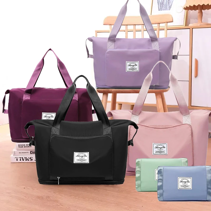 Travel bags foldable expandable large capacity waterproof tote suitable for weekend camping