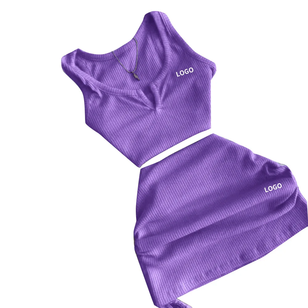 Summer Womens Short Skirt Set Sexy V-neck Short Top Drawstring Embroidered Short Dress Sports Brand Clothing