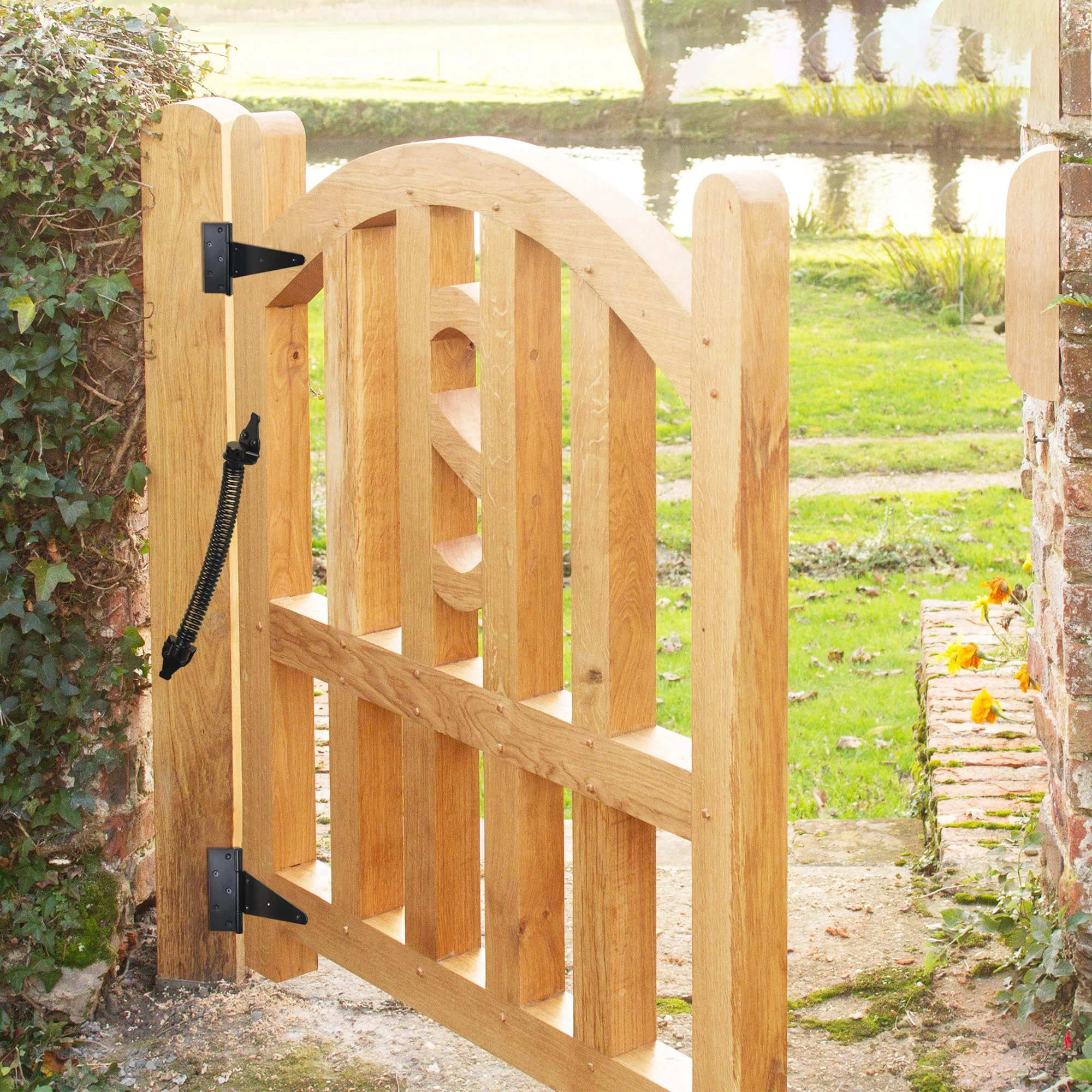 14" Gate Spring Self Closing Outdoor Door Spring Automatic Gate Closure Hardware with Adjustable Tool for Wooden Vinyl Fence
