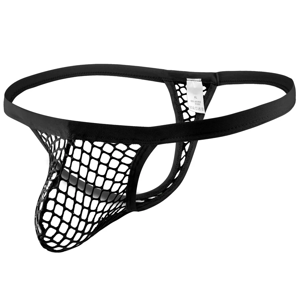 

Sexy Fishnet Mesh Briefs Men Transparent Solid Color Thongs G-String Seamless Elastic Waist Brief Underwear Arrow Shorts Panties