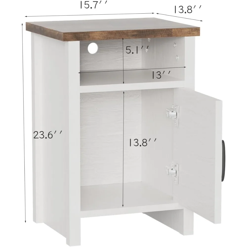Modern Nightstand with Shelf and Barn Door, Set of 2 for Bedroom, Nightstand 3