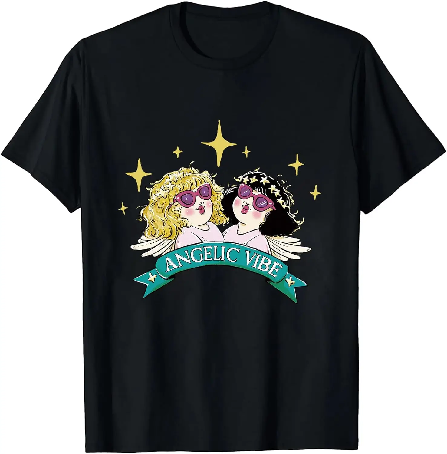 

Vintage Cute Angel Vibe Angel Black T Shirt