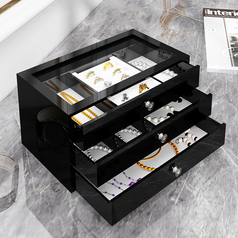 Acrylic Jewelry Box Storage Drawer Ring Necklace Jewelry Box Organizer Bracelet Earrings Transparent Display Stand Accessories