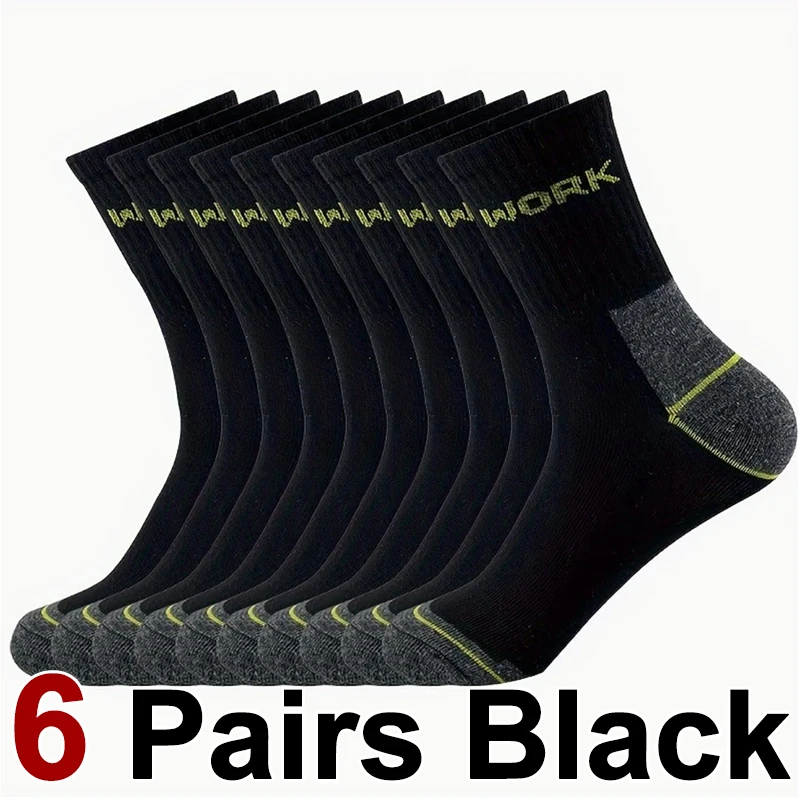 6/12 Pairs High-Quality Men Business Odor Proof Mid Tube Socks Sweat Absorbing Breathable All Season Sports Leisure Socks