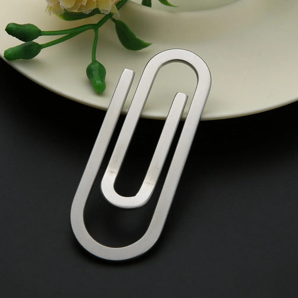 Stainless Steel Cash Clamp Holder Functional Metal Credit Card Holder Solid Color Minimalist Wallet for Cash Card Book Collar
