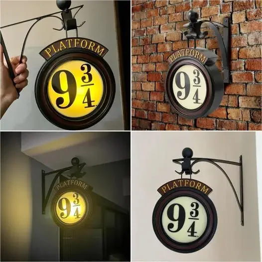 Harries Potter Series Retro Chandelier 9 3/4 Magic Night Light Merican Movie Stand Light Led Wall Light Decorazione Di Abbigliamento Per La Casa