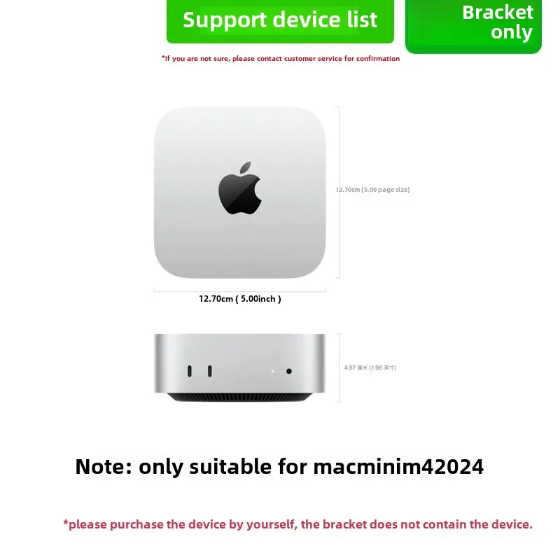 Vesa Display Bracket Standard 100x100mm Hole Display for VESA Connection Bracket with Screws DIY for M4/M4 Pro Mac mini desktop bracket