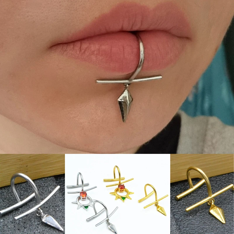 Módní lippe labrets žádný piercing labret prsten falešný lipring nerez ocel falešná piercing lippe kroužky tělo šperků