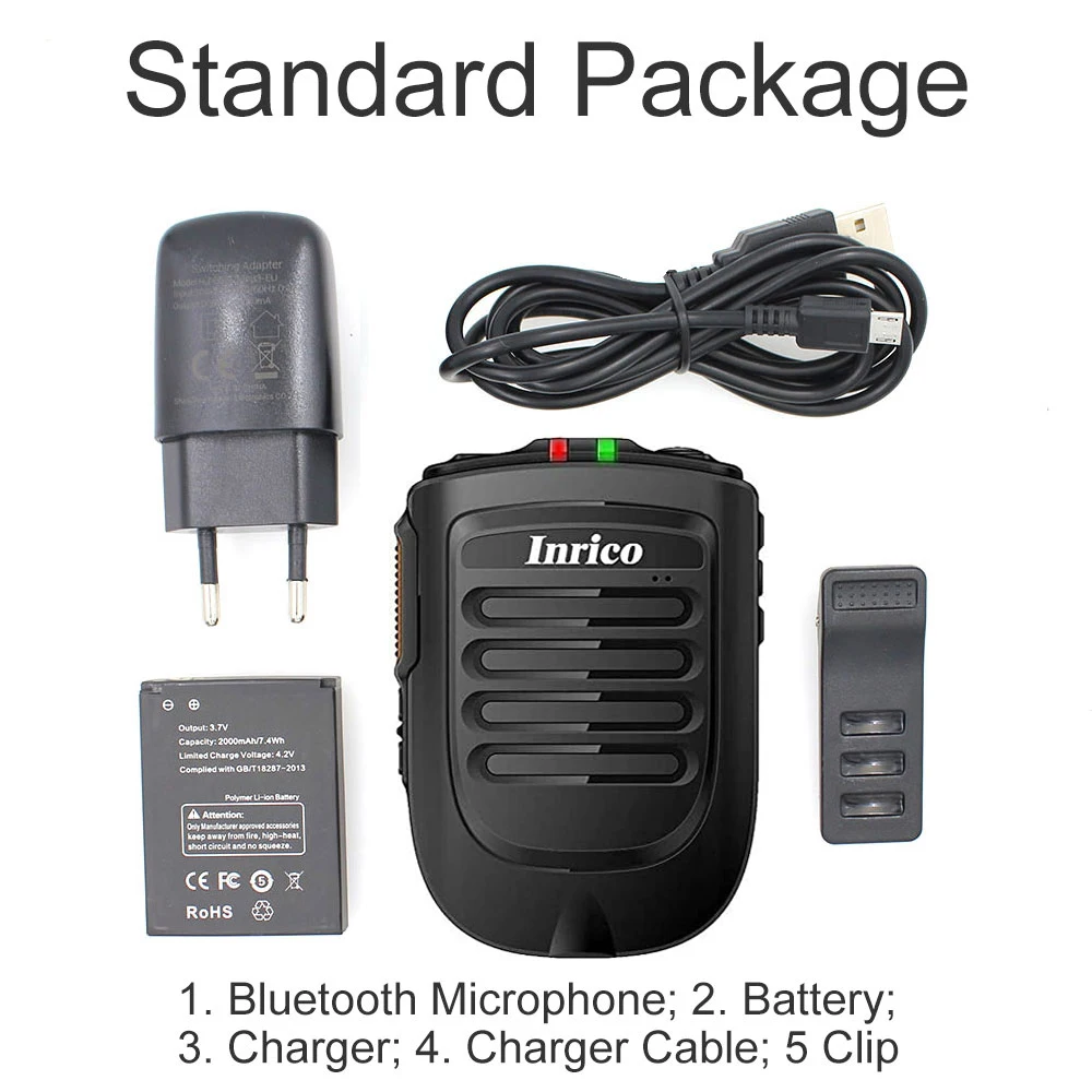 Inrico B01 Wireless Microphone for F22 4G-W2PLUS T320 3G/4G Radio REALPTT ZELLO