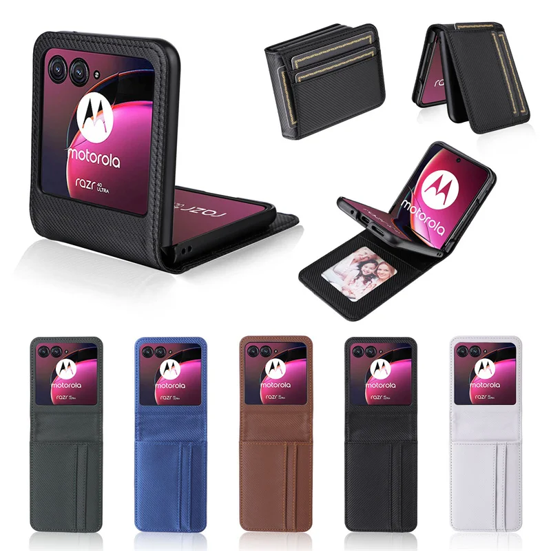 Carbon Fiber Wallet Leather Flip Case with Multi-Card Slots - Premium Phone Cover