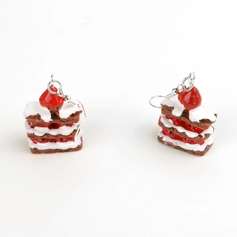 Drop Earrings Individual Creative Simulation Of Food For Women Cute FalseSandwich Strawberry Cake Cookie