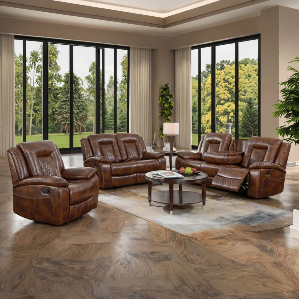 Exclusive Premium Leather Sectional Recliner Sofa Set for Stylish Living Room image 2