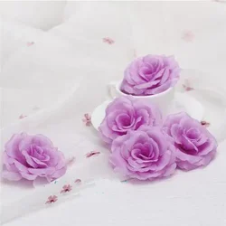 Set of 10 Elegant Gold Silk Rose Flower Heads (Light Purple)