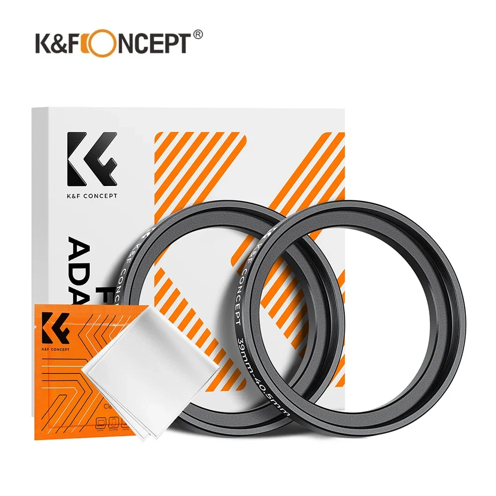 K&F CONCEPT Step Up Ring Aviation-grade Aluminum Filter Adapter Ring 2 PCS With Cleaning Cloth filter step up rings lens filter adapter ring