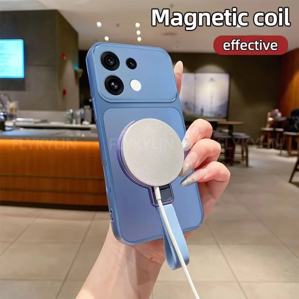 Magnetic Bracket Wrist Strap Ring Phone Case - Shockproof Soft Cover