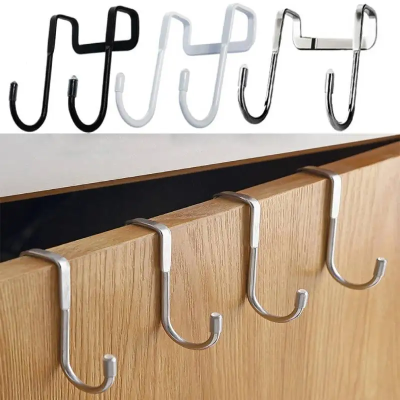 Stainless Steel Cabinet Door Hook Over Door Hooks S Shaped Bag Hanger Towel  Hook for Kitchen Bathroom Cabinet Cupboard Clothes