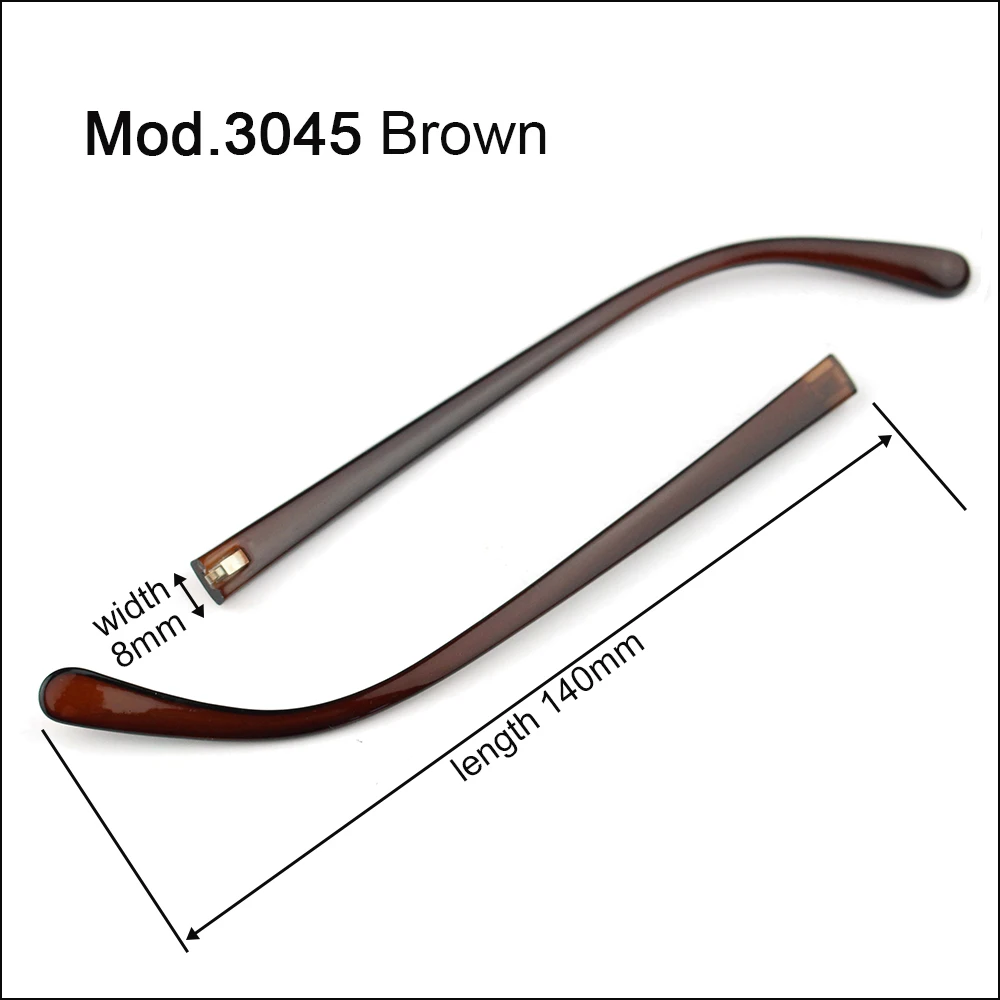 20 stücke (10 Paar) PC-Brille Brille Tempel Kunststoff Beins pitze optischer Rahmen Brillen Reparatur teile schwarz braun 9mm 8mm 7mm Breite – Detail 8