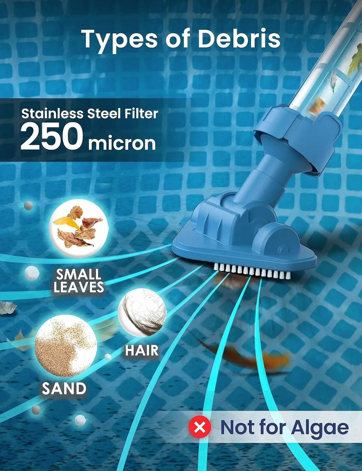Rechargeable Spa Hot Tub Vacuum Cleaner Set Safety for Warm Cold Water Cleaner for Inflatable Spas Hot Tubs and Small Pools