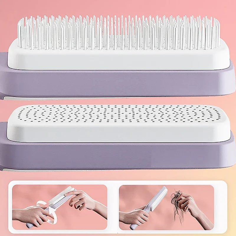 Rotating lifting hair comb, one click cleaning, stretchable massage comb, air cushion, airbag women anti-static hair comb