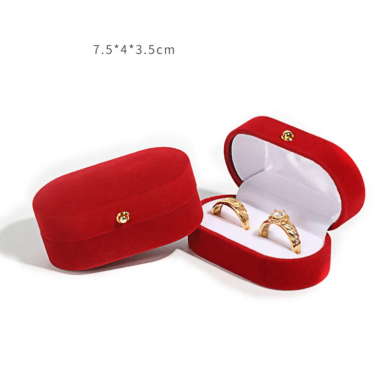 High-grade Double Slot Ring Box Jewelry Box for Wedding Proposal Engagement Ring Gift Storage Velvet Jewelry Organizer Box