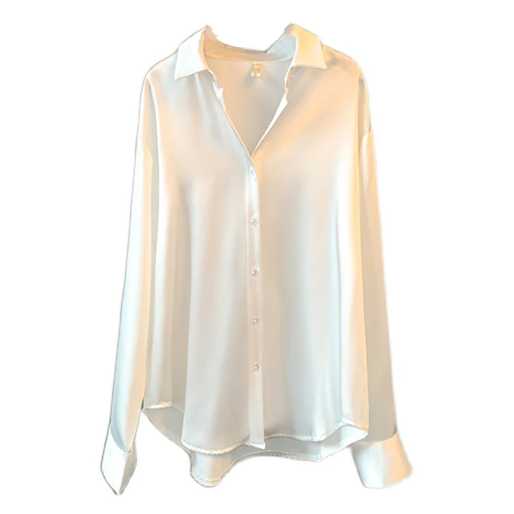 

Женская свободная рубашка с длинным рукавом, блузка в стиле ретро, уличная одежда, топы, модная однотонная Дамская рубашка на пуговицах с лацканами, весна-осень