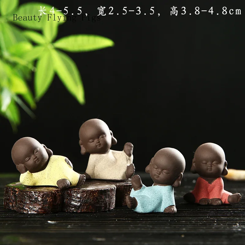 Creative and cute ceramic purple sand tea pet decorations, flower pots, tea ceremony, car mounted Zen decorations Artificial