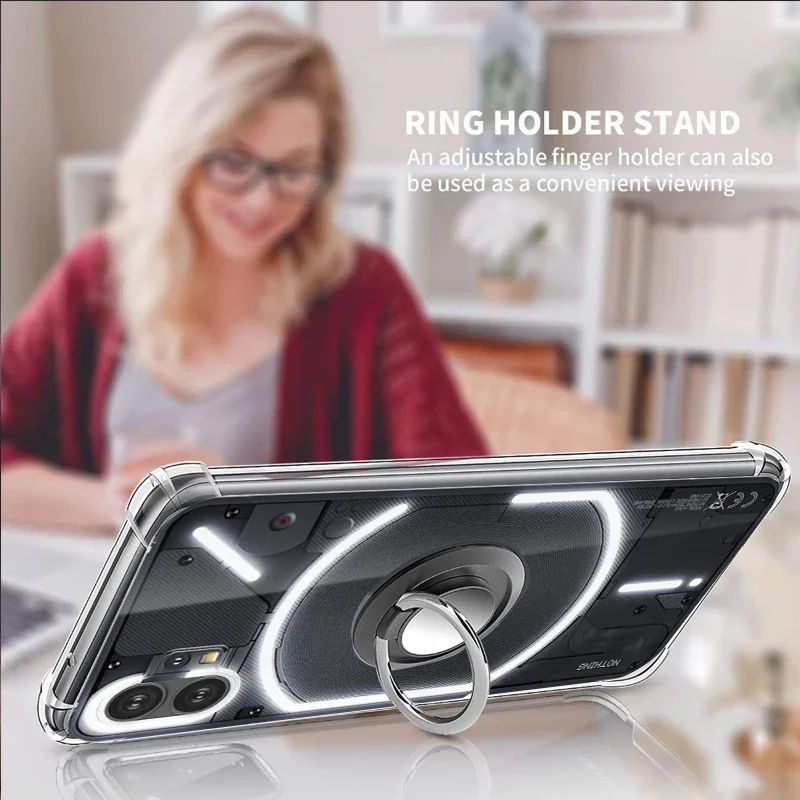 Magnetic Ring Stand Holder Case - Transparent Airbag Soft TPU Shockproof Cover