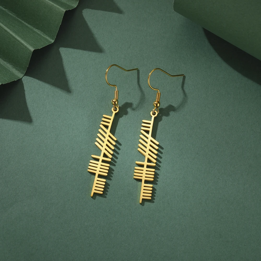 Dawapara antike irische Ogham-Ohrringe für Frauen, nordischer Baum, Alphabet, Anhänger, Stärke, Weisheitssymbol, Edelstahl-Schmuck – Detail 23