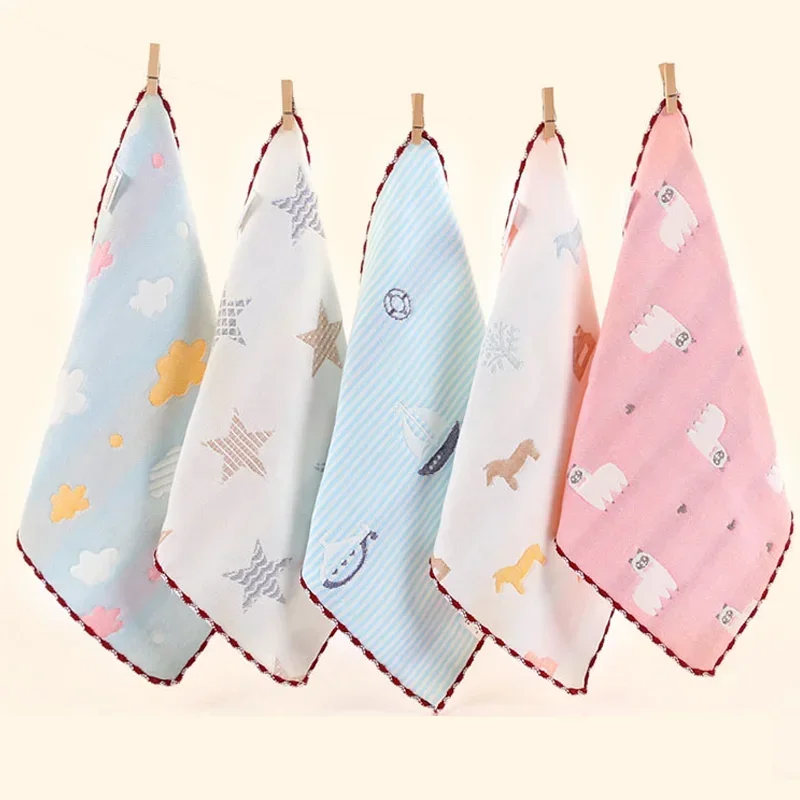 5PCS Baby Towel Bath Towels Cotton Face Washcloth Muslin Squares Hand Wipe Gauze Newborn Bathing Feeding Kids Handkerchief bath towel cotton towel baby towel muslin towel square towel